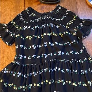 Ann Taylor Black Dress with White Floral Design